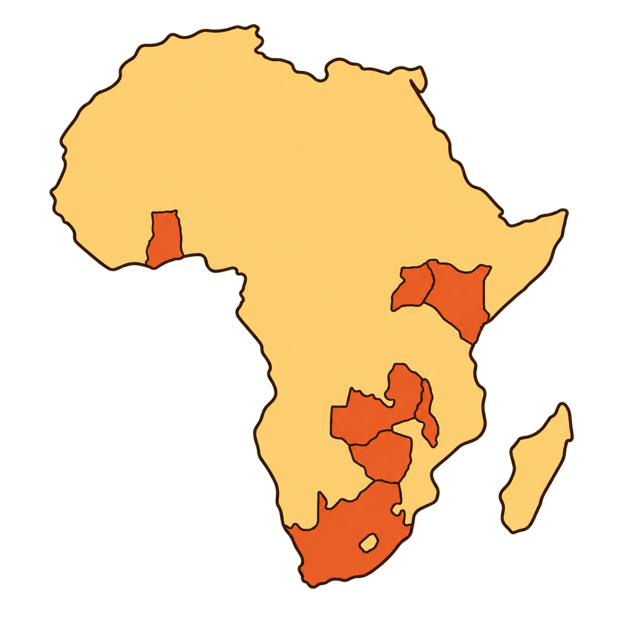 Pale Africa map with orange highlights-2 Medium